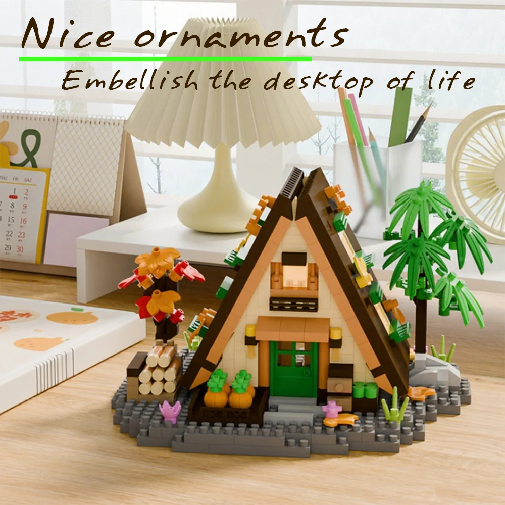 Rural Wooden House Building Blocks Set - DIY Countryside Cabin Model Kit, 3D Puzzle Toy for Adults & Kids