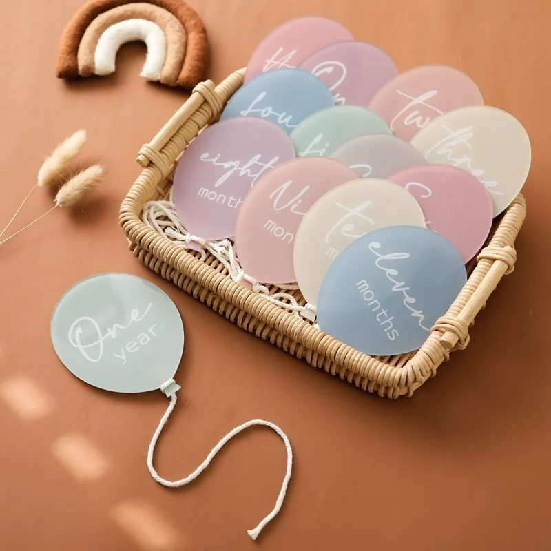 Newborn Balloon Acrylic Photography Props Newborns Photography Accessories Baby Gift Birth 13 Color Birthday Milestone Gifts