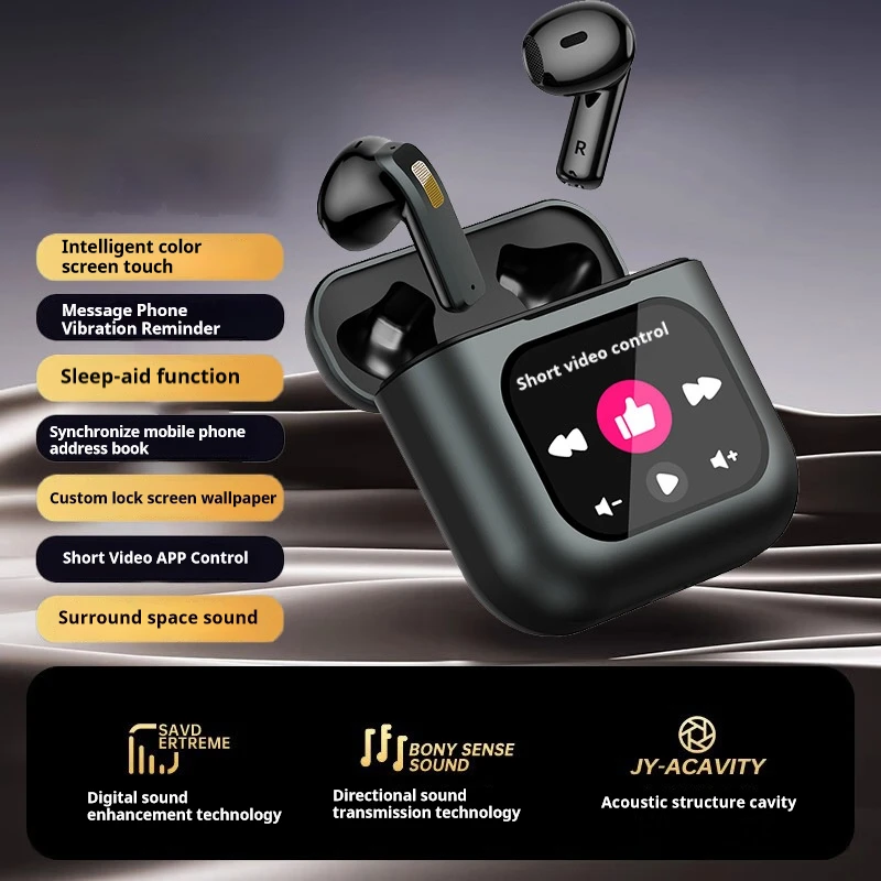 

Bluetooth-наушники TWS с сенсорным ЖК-экраном, 8 Гб памяти