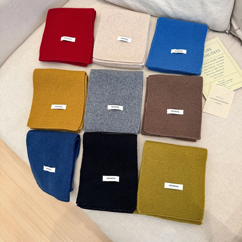 Lenço de malha feminino 100% lã inverno quente cachecóis brilhante cor sólida design engrossado xale macio triângulo pashmina pescoço 2025 novo