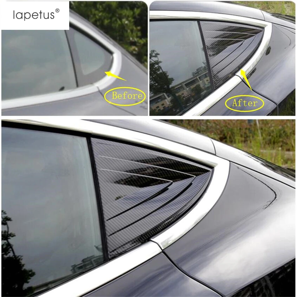 

Lapetus Accessories For Tesla Model 3 2018 - 2021 ABS Rear Tail Louver Window Windshield Spoiler Triangle Wing Cover Trim