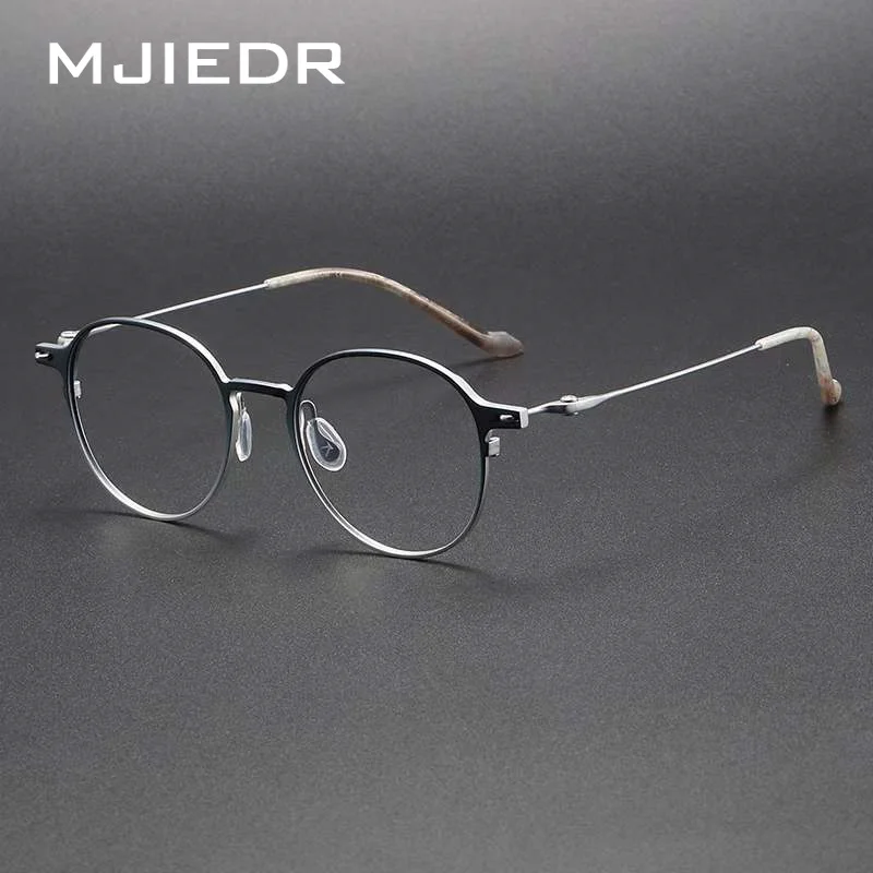 Top Quality  PURE Titanium Men Glasses Myopia Retro Round front Eyeglasses Extra Lightweight Prescription Women Eyewear