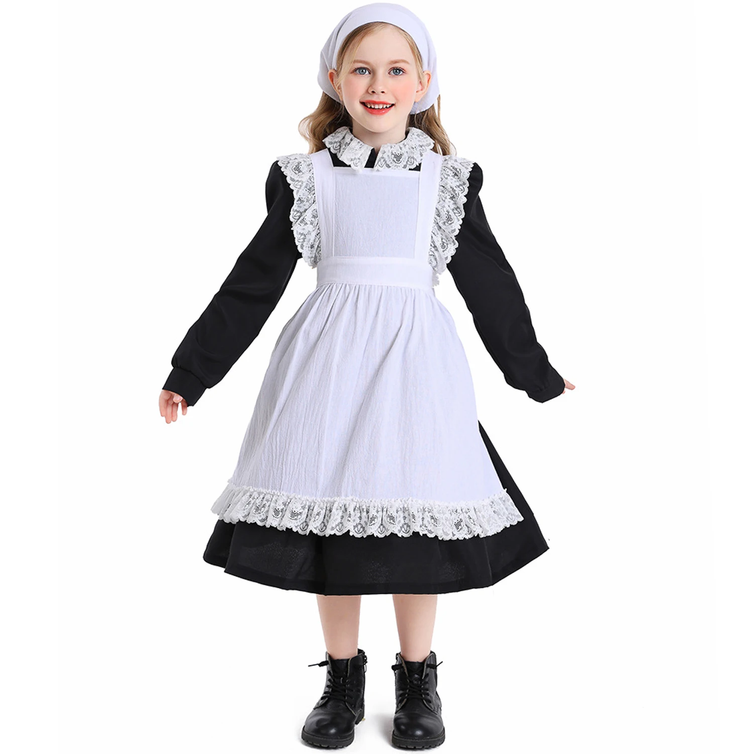 Kids Halloween Maid Dress Vintage VictorianPoor Girl Cosplay Costume Colonial OrphanOutfits