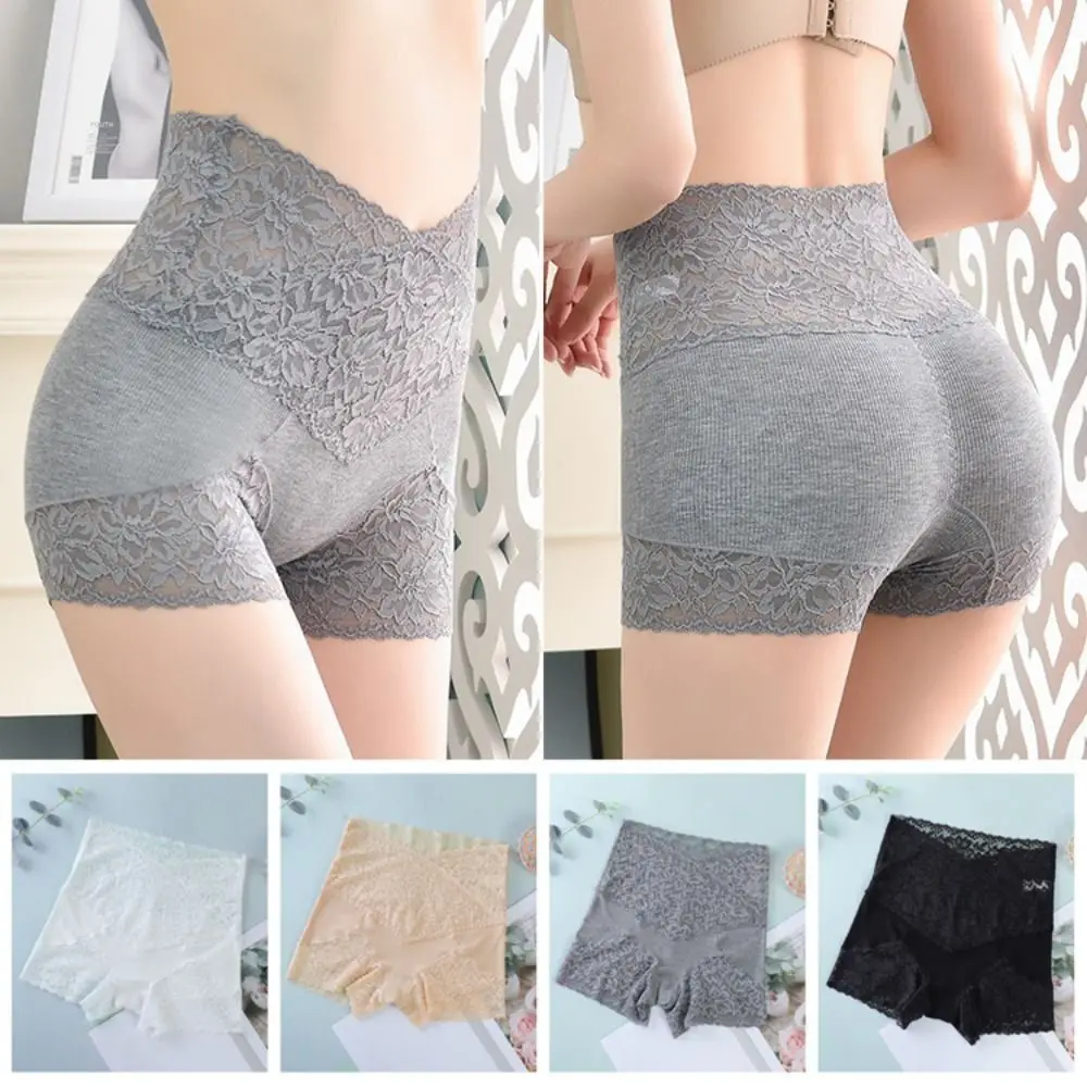 

Прозрачные кружевные защитные шорты с утягивающим эффектом, бесшовные сетчатые шорты с цветочным узором, нижнее белье, женские леггинсы-шорты