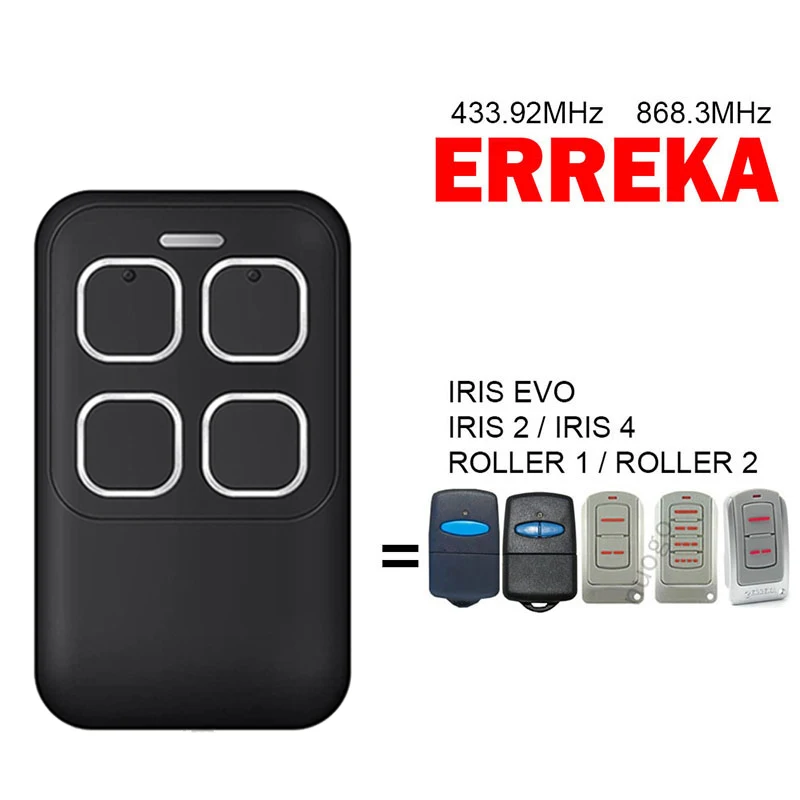 ERREKA IRIS EVO 2 4 ROLLER 1 2 Ouvre-porte de garage télécommandé 433,92 MHz 868,3 MHz Télécommande ERKA