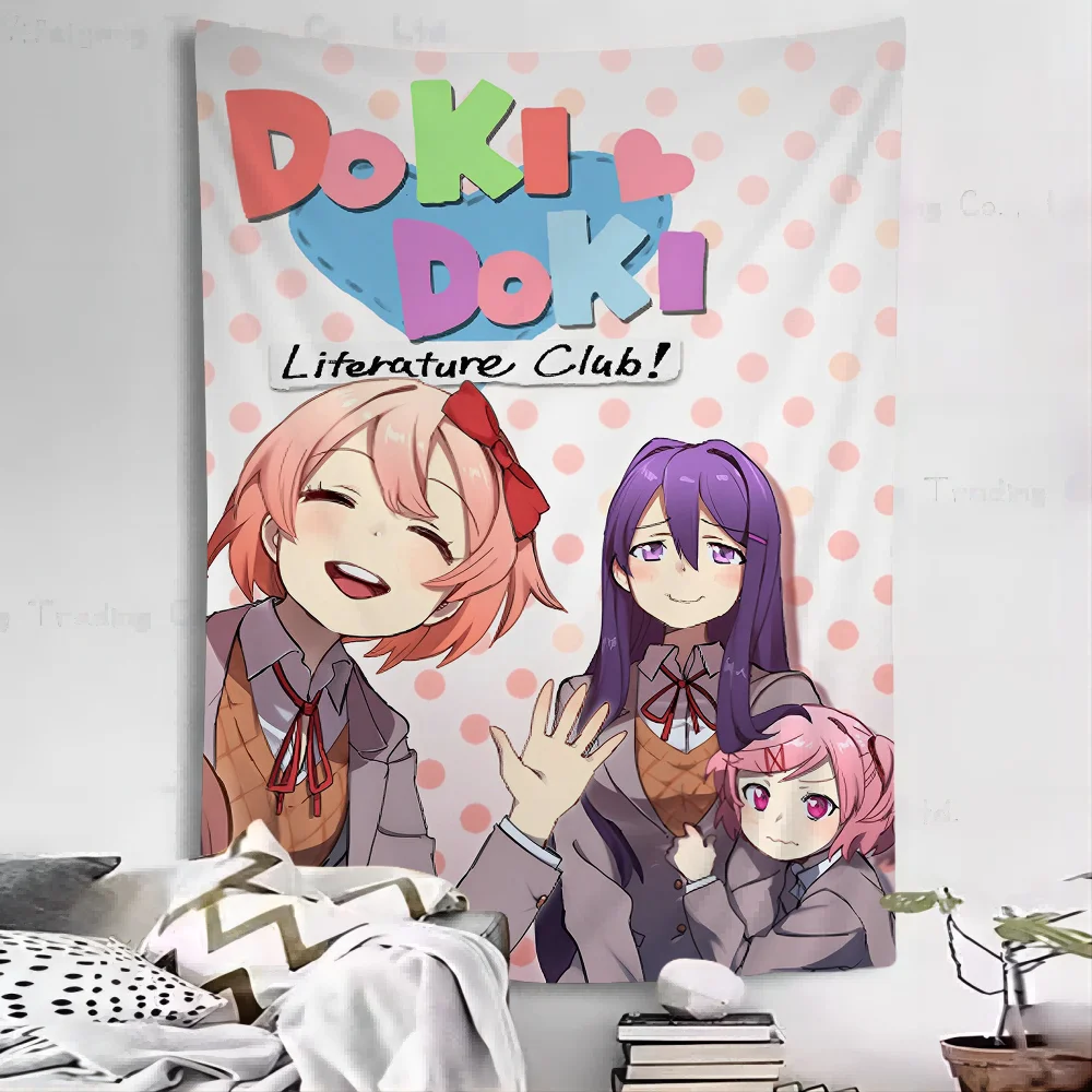 Doki Doki Literature Club Printed Large Wall Tapestry Hanging Tarot Hippie Wall Rugs Dorm Home Decor