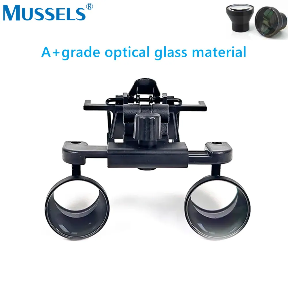 عدسة مكبرة للأسنان 2.5X 3X 3.5X عدسة بصرية مع مشبك عدسة مكبرة قابلة للتعديل مجموعة أدوات جراحة الفم الطبية