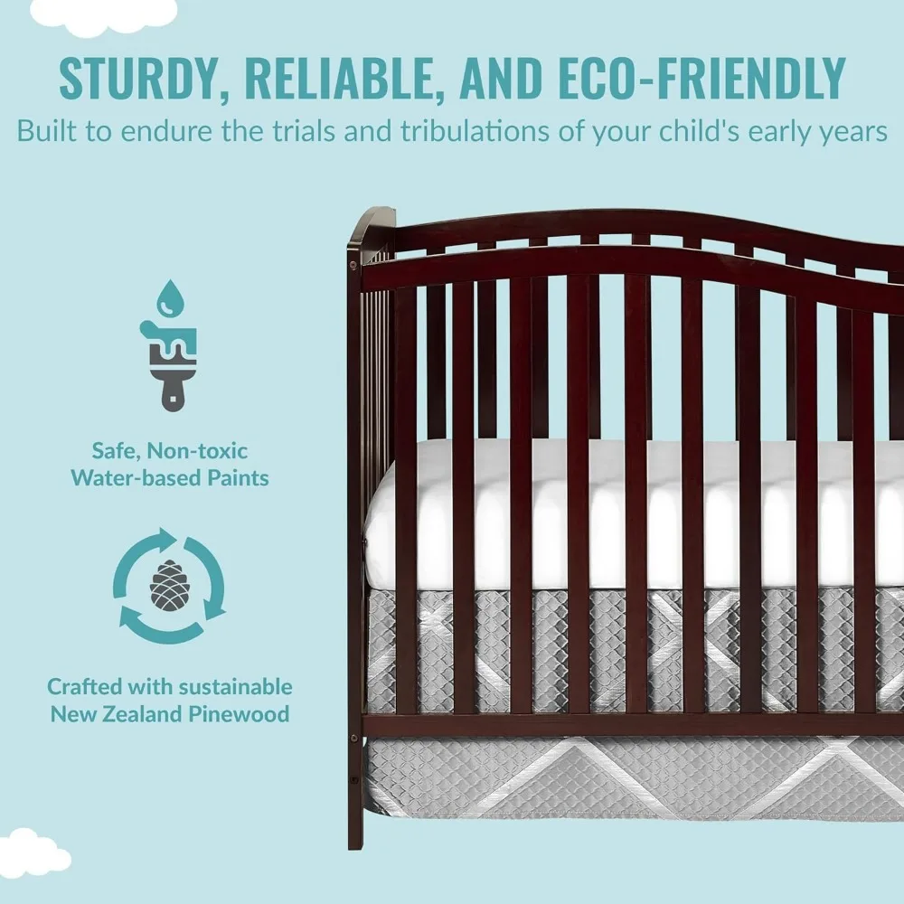 Culla convertibile Chelsea 5 In 1 In Espresso, certificata JPMA