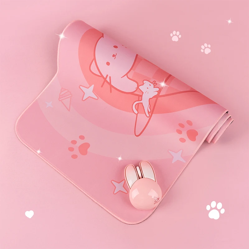 Xxl-パステルカラーのゲーム用マウスパッド,かわいいピンクの猫,デスクトップ,ラップトップ,デスクアクセサリー