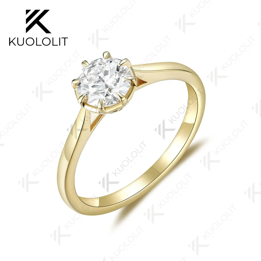 Kuololit1.2ct OEC Lab Grown Diamonds Rings for Women Solid 585 18K 14K 10K Yellow Gold Solitaire Ring for Engagement Christmas