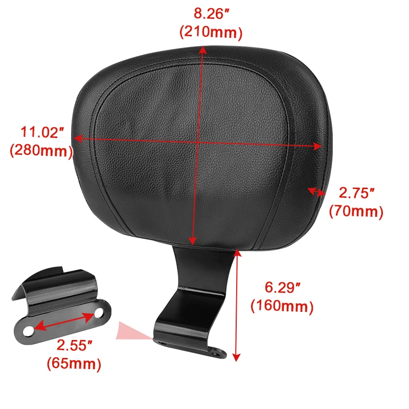 Motorcycle Rear Backrest For Honda VTX 1800 VTX1800 Accessories Driver Rear Backrest Cushion PU Leather Seat Backrests view 6