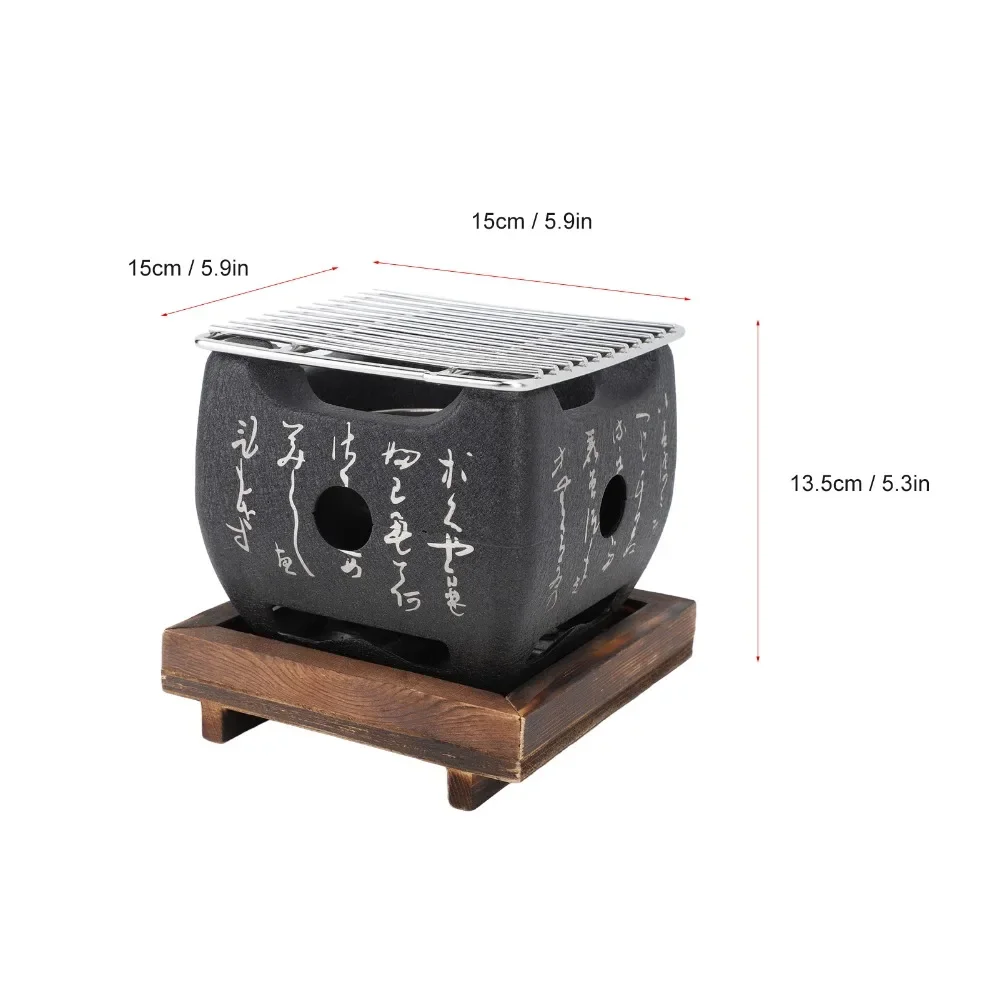 

Japanese text mini barbecue grill charcoal grill pan home barbecue meat grills charcoal stove rice cake stove large square BBQ