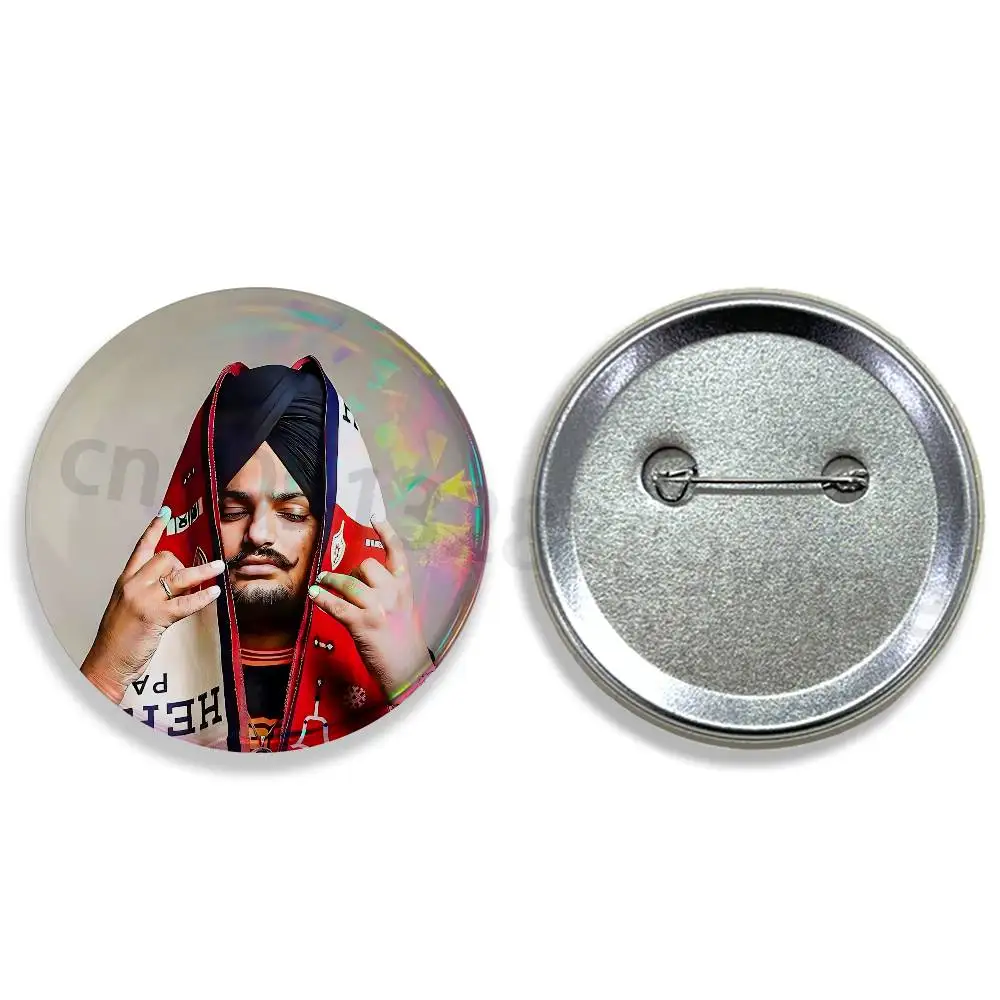 Sidhu Moose Wala Cool 58mm Icon Badge Handmade Tinplate Brooch for Backpack Clothes Chest Ornament Gifts