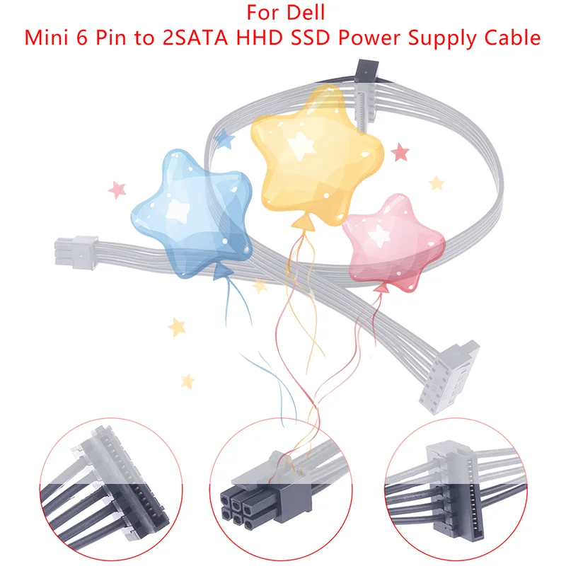 Mini 6 Pin to 2 SATA Hard Drive Cable SSD Power Supply Cable Optical Drive Power Cord for  Motherboard Interface