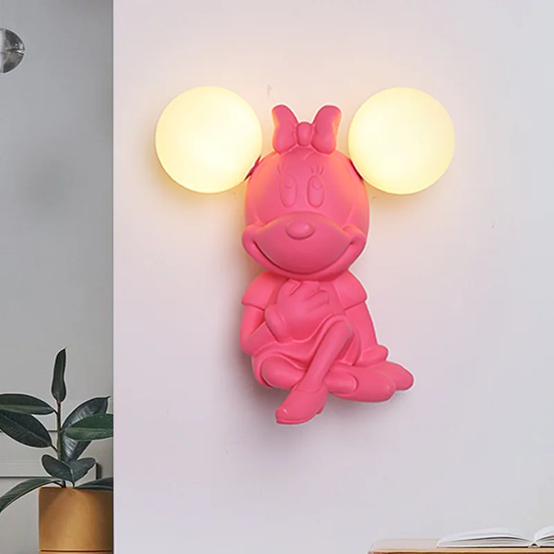 TEMAR Modern Wall Lamp Resin Creative Pink Mouse Sconces Light LED Cartoon Romantic for Decor Children's Room Home Bedroom