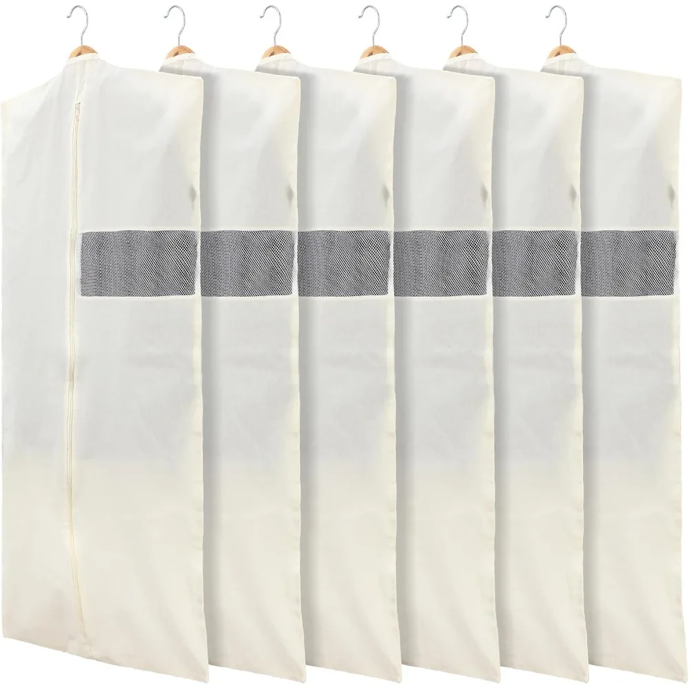 

Alice's 6-Pack Cotton Hanging Garment Bags, 24x50 Inches, Canvas Suit Covers for Clothes, Coats, Jackets, and Shirts, Ideal for