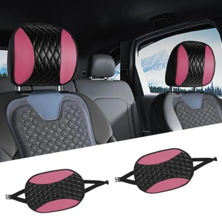 2PCS Car Headrest Cover Soft Breathable Leather Front Seat Head Rest Covers Waterproof Automotive Headrest Protector Universal