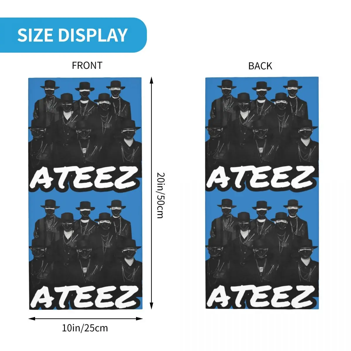 Ateez Music Bandana Neck Cover Motorcycle Club ATEEZ Face Scarf Running Unisex Adult Windproof