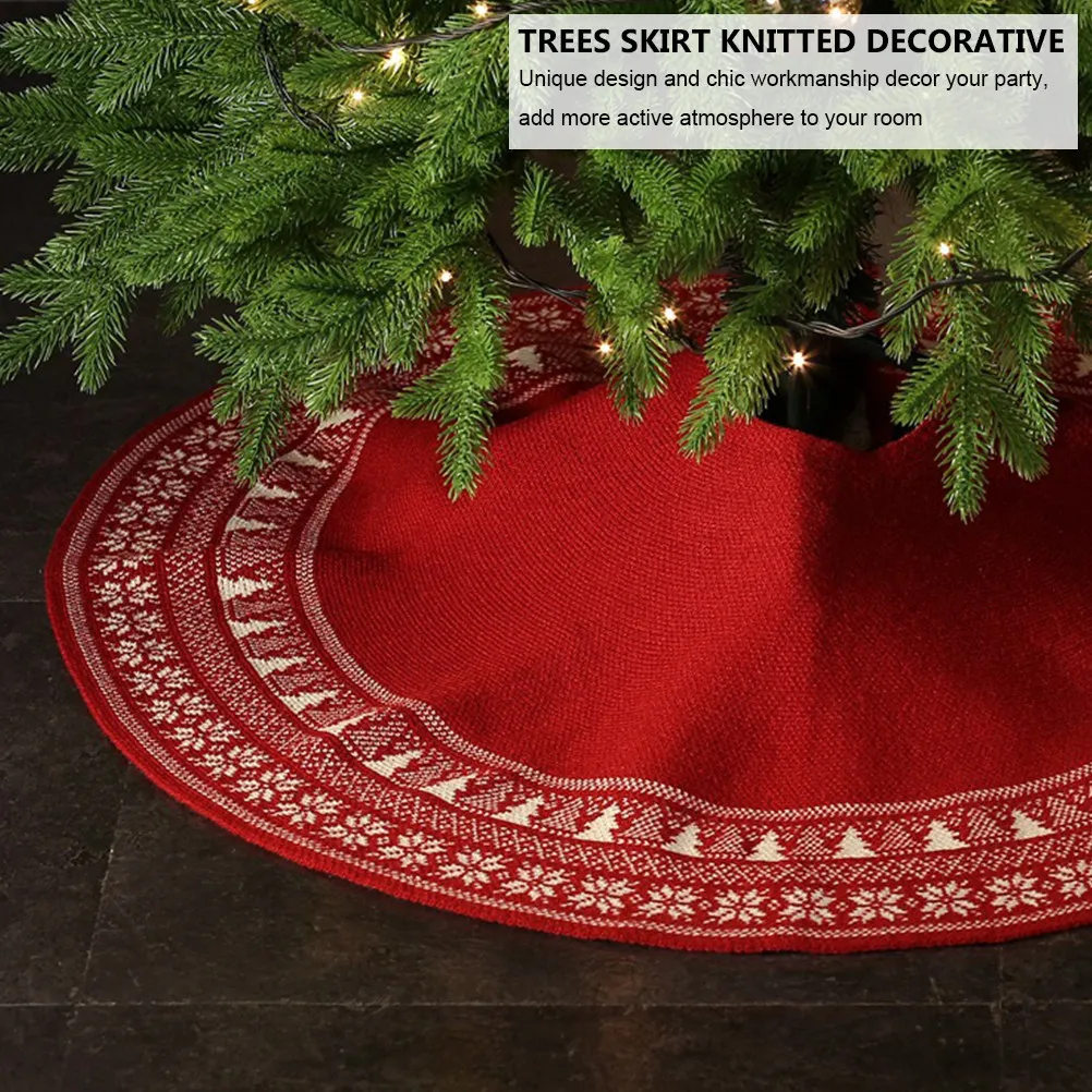 

Christmas Tree Skirt Bottom Cover Apron Knitted Large Radius Decoration Xmas Tree Skirt Shawl Holiday DIY Party