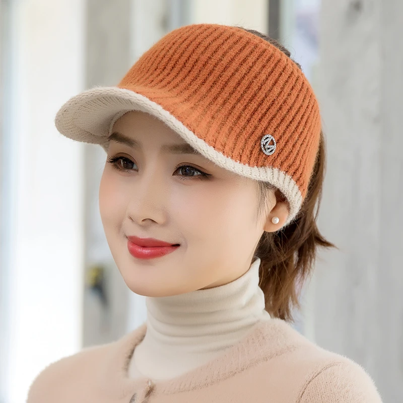 2024 Sport Empty Top Caps Hats for Women Autumn Winter Warm Female Knitted Warm Baseball Cap Fashion Running Visor Golf Sun Hat