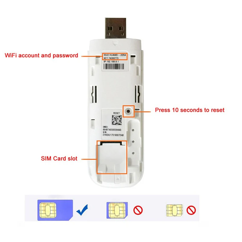 Huawei E8372 E8372h-155 4G LTE FDD Band 1/3/5/7/8/20 TDD Band 38/40/41 150 Mbit/s USB WiFi Modem Router Wifi Dongle