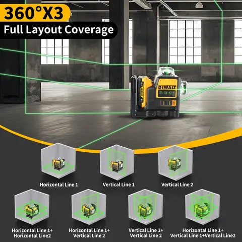 2025 Dewalt DW089LG 12 लाइन 3 साइड*360 डिग्री वर्टिकल 12V लिथियम बैटरी लेज़र लेवल हॉरिजॉन्टल ग्रीन मीटर आउटडोर 10 best sales डेवॉल्ट 360 लेजर लेवल - №4