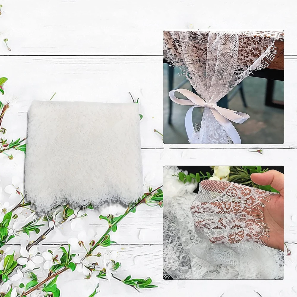 White Lace Table Runner Vintage Lace Tablecloth Embroidered Doilies Long Tulle Fabric Party Decor for Wedding Home Par