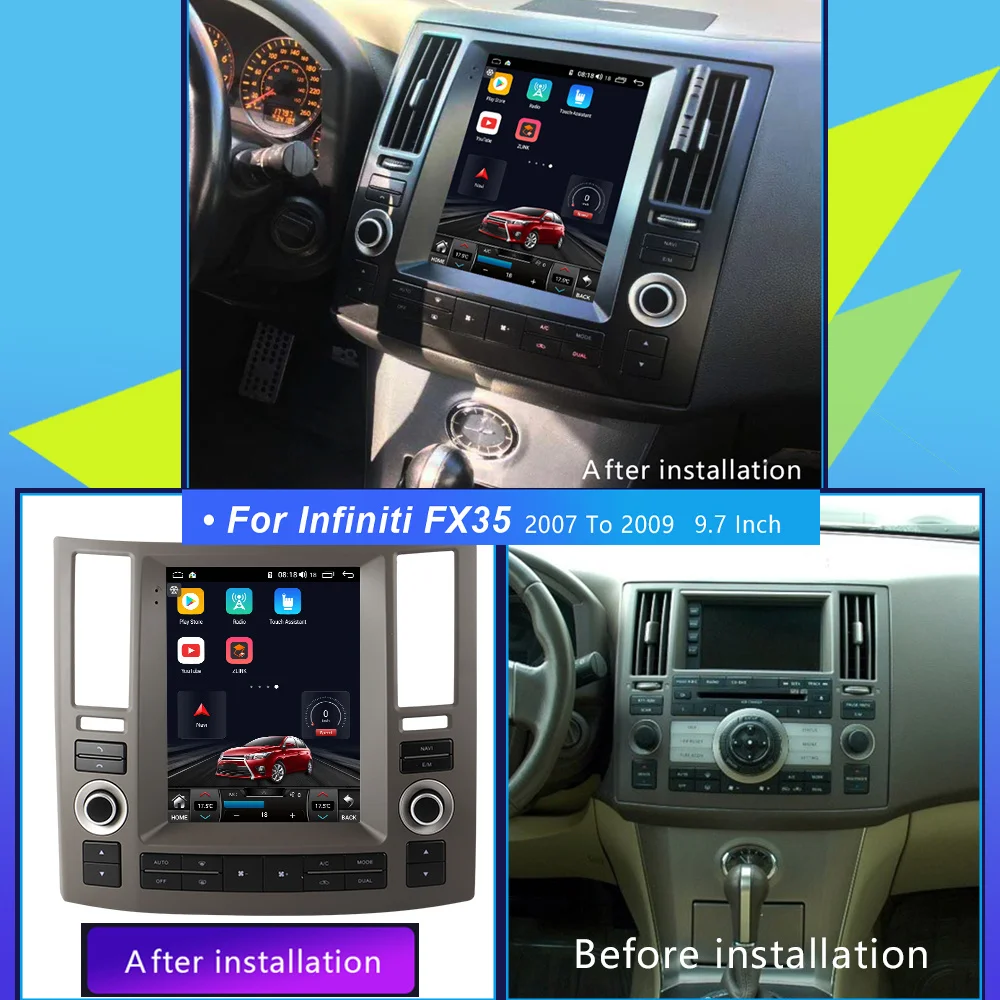 For Infiniti FX35 2007-2009 Car Radio Phone Stereo Bluetooth Multimedia Player GPS Carplay Coche IPS Android11.08G+256G 2DIN DVD