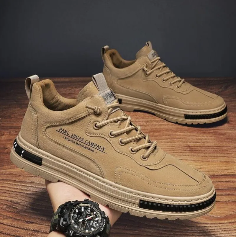 Fashion Tooling Men's Shoes Autumn Winter Casual Lace-up Sneakers Outdoor Work Shoes Platform Non-slip Trekking Shoes for Men