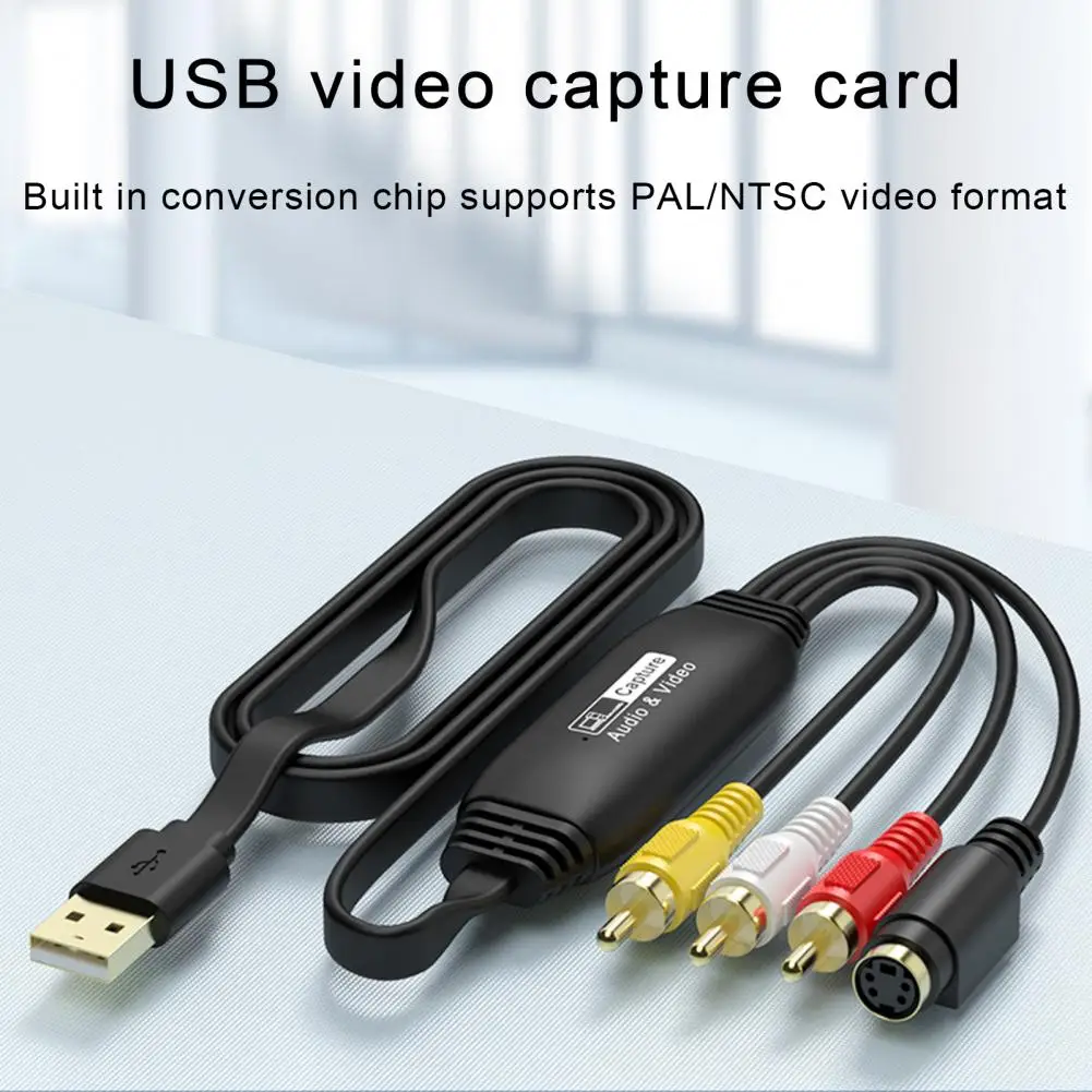 Vhs to Digital Connector Video Capture Adapter Usb Video Capture Card Adapter 1080p Digital Converter for Vhs Vcr Tv Rca to Usb