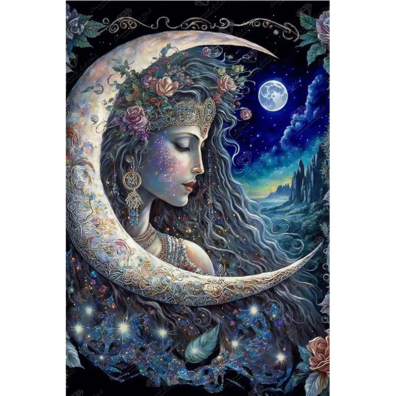 

AB Diamond Diamond Painting Cartoon Moon Goddess Embroidery Kit Wall Decoration Hanging Painting