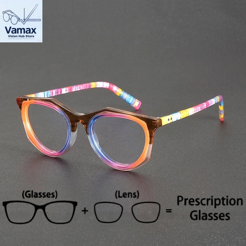 

Trendy Multicolor Spliced Gradient Eyeglass Prescription Lens Digital Myopia Glasses for Women Men Reading Glasses