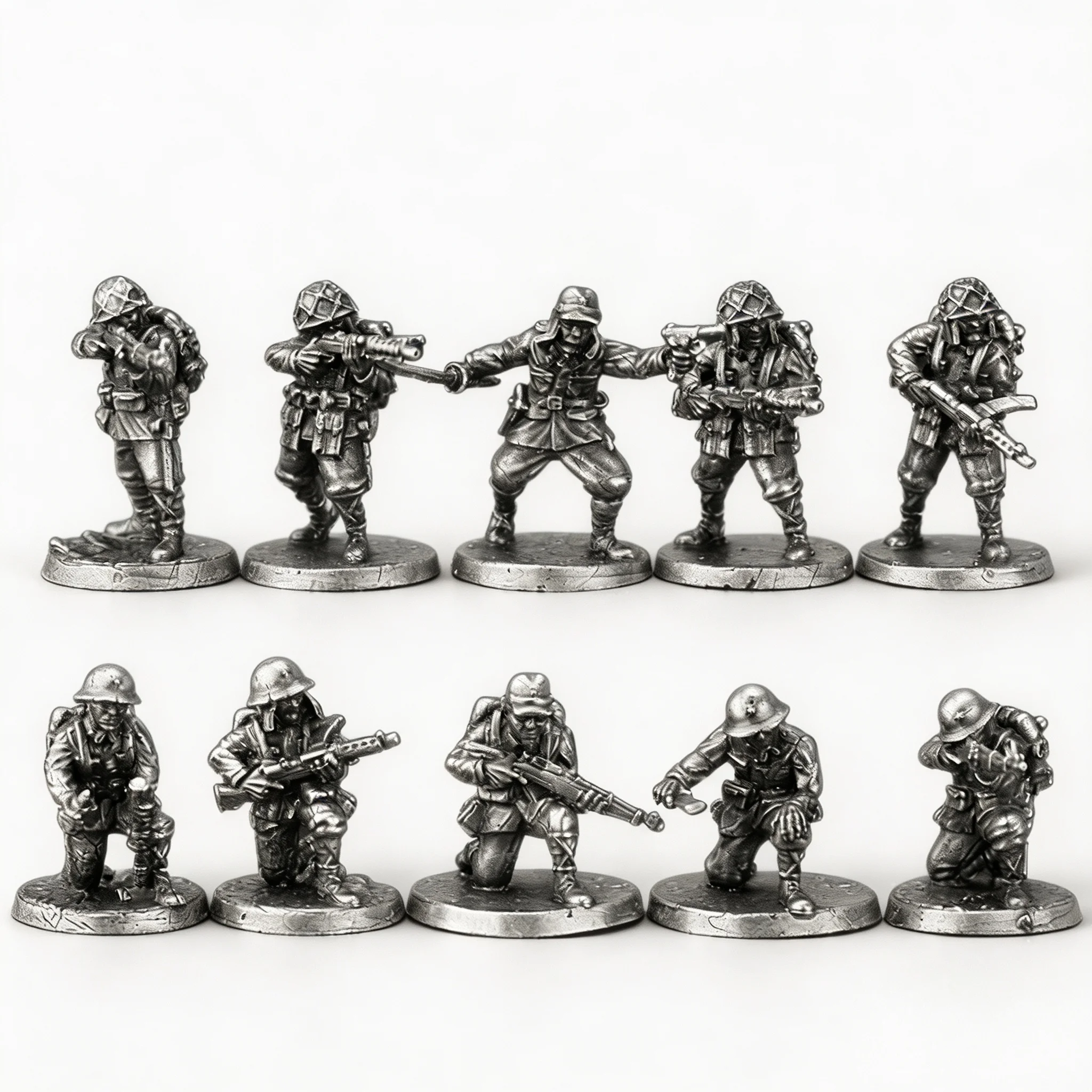 WWII Japanese Soldier Miniatures 10pcs Set Metal Tabletop Wargaming Figures for Board Games