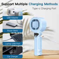 A67P-Portable Handheld Fan, Mini Personal Fans With Digital Display, 3 Wind Speeds, 3000Mah Battery USB Hand Held Fan