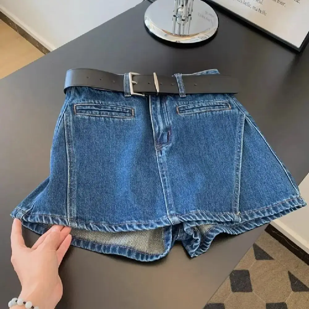 

Джинсовые шорты нестандартной формы с высокой талией, юбки, лето 2023, женская высококачественная стираная универсальная юбка, облегающие уличные шорты
