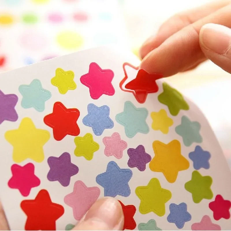 6 Sheets Stickers Dots Star Heart Colorful Children DIY Accessories Sticker Diary Decoration Growth Handbook Kids Rewards