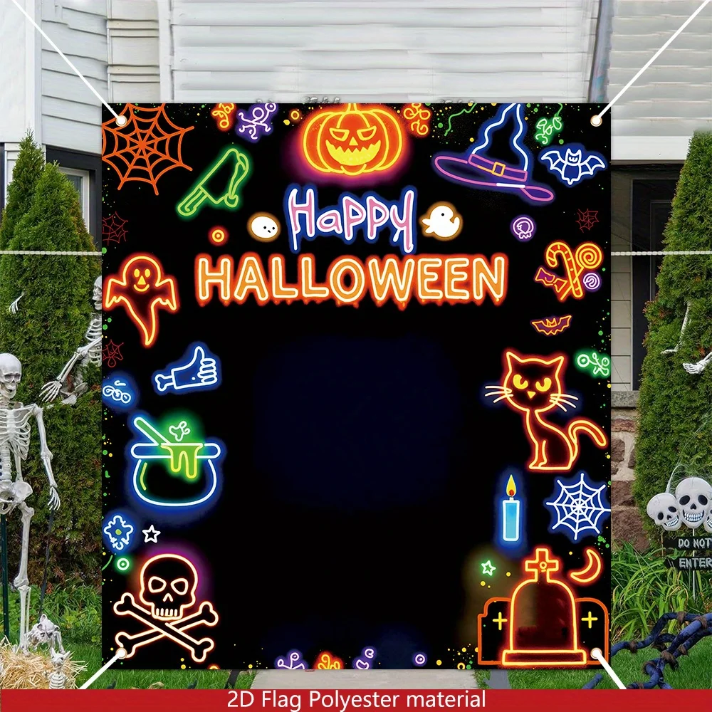1 stücke Neon Fluoreszierende Halloween Photo Booth Hintergrund Geist Kürbis Hexe Halloween Party Dekoration Fotografie Hintergrund Geschenk