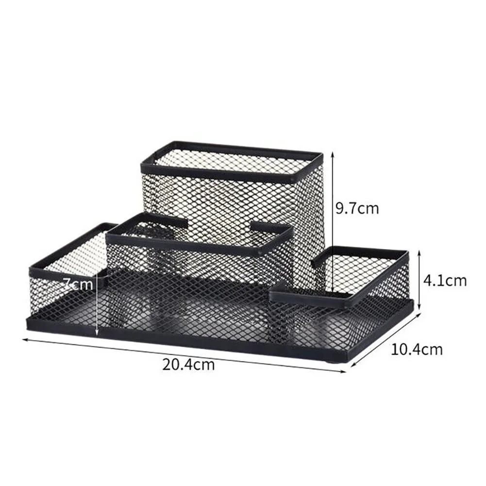 Mesh masa düzenleyici masaüstü kalem tutucu 4 bölmeler ofis ev Dropship için Metal sabit organizatör masa Caddy