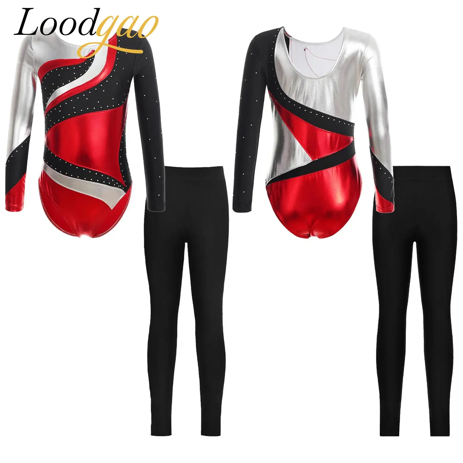 

6-16Y Girls Dance Wear Ballet Gymnastics Leotard + Leggings Sets Children's Ballet Tops Long Sleeve Skating Gymnastic Jumpsuit