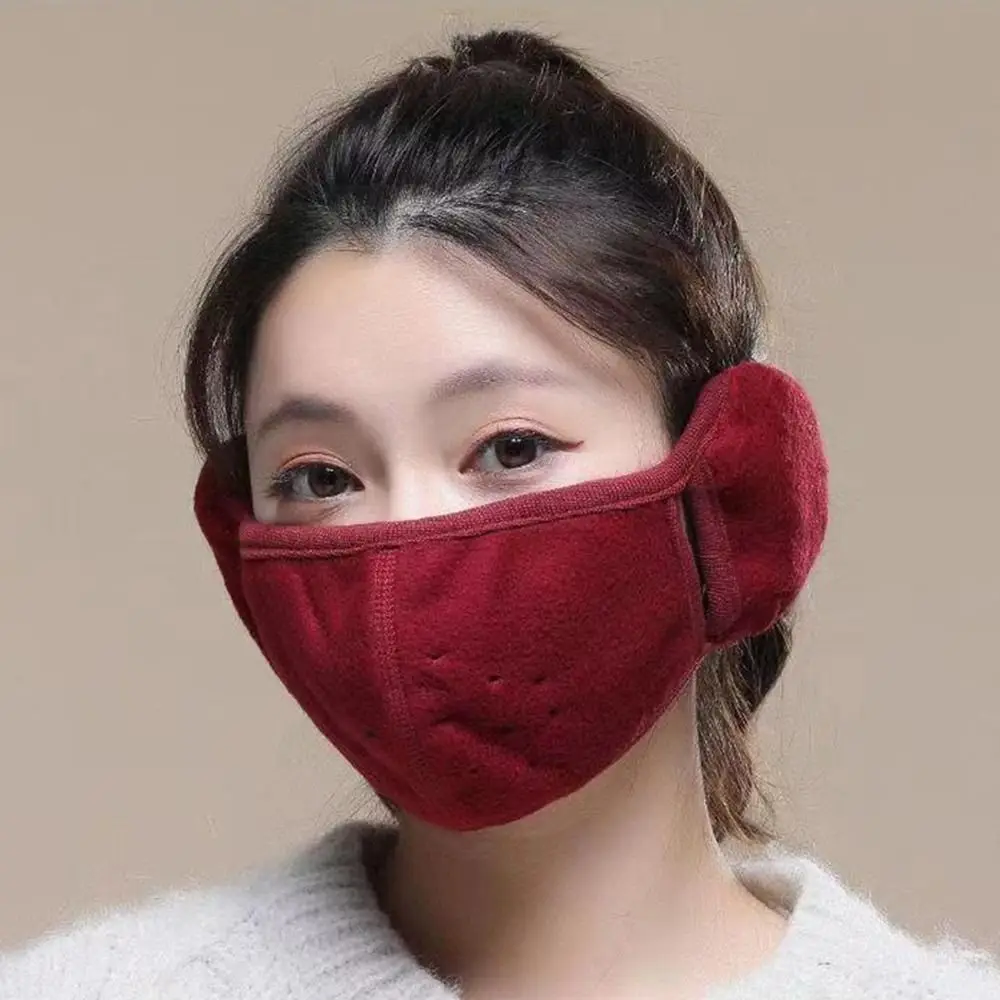 Women Female Windproof Breathable Warm Masks Fleece Mouth Cover Ear Warmer Cold-proof Earmuffs