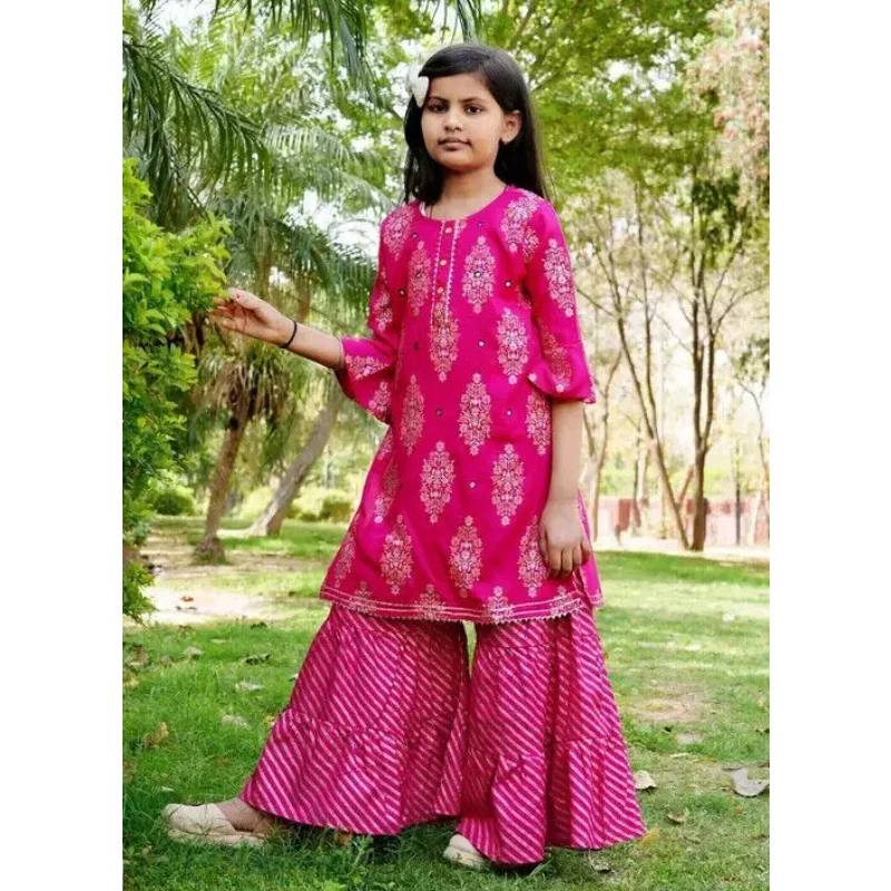 

Pink Dress Baby Girl Fashion Eid Comfortable Top European and American Fashion Trends