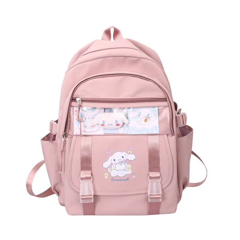 

2024 New Sanrio Cinnamoroll Backpack Cute Anime Peripheral Girl Heart Kuromi Student Large Capacity School Bag Gift for Children