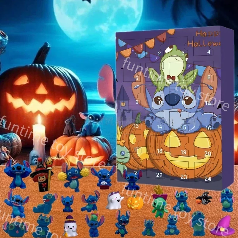 

New Halloween Stitch Figure 2026 Advent Calendar Gift Box 24pcs/set Halloween Countdown Anime Action Figurines Gifts For Kid