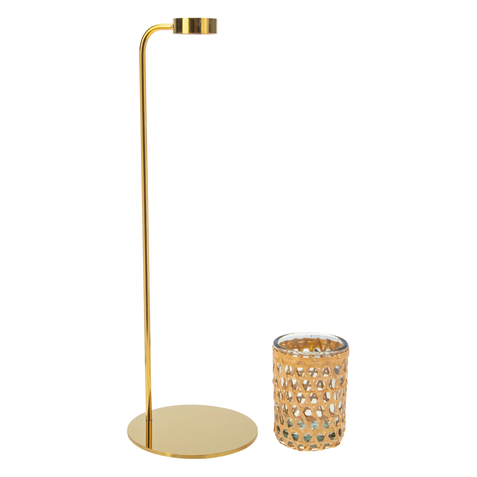 

1Set Bamboo Braided Hydroponic Vase Glass Cup Flower Arrangement Pot Metal Stand Household Desktop Plant Decoration