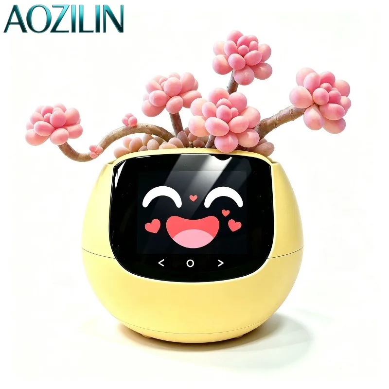 AOZILIN Smart Digital‑Pet Plant Pot Multifunctional Sensor Interactive Flower Pot for Indoor Houseplant Care