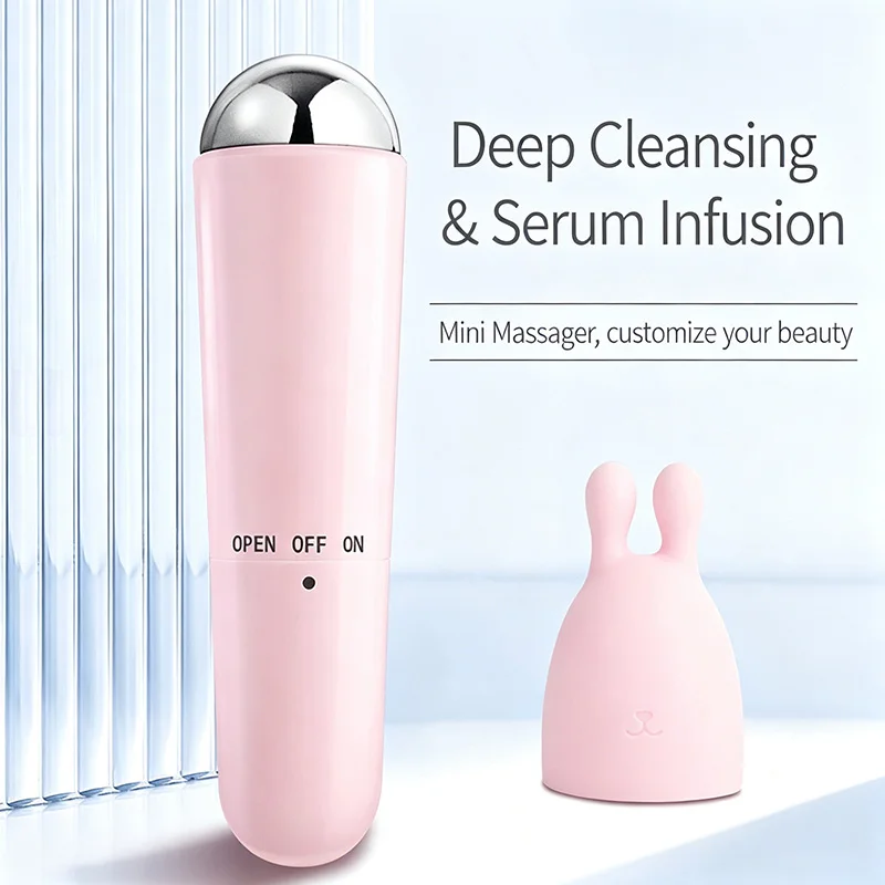 Mini Eye Massager Wand Battery Operated Facial Serum Absorption Tool Metal Massage Head Vibration Face Eye Lip Wrinkle Skin Care