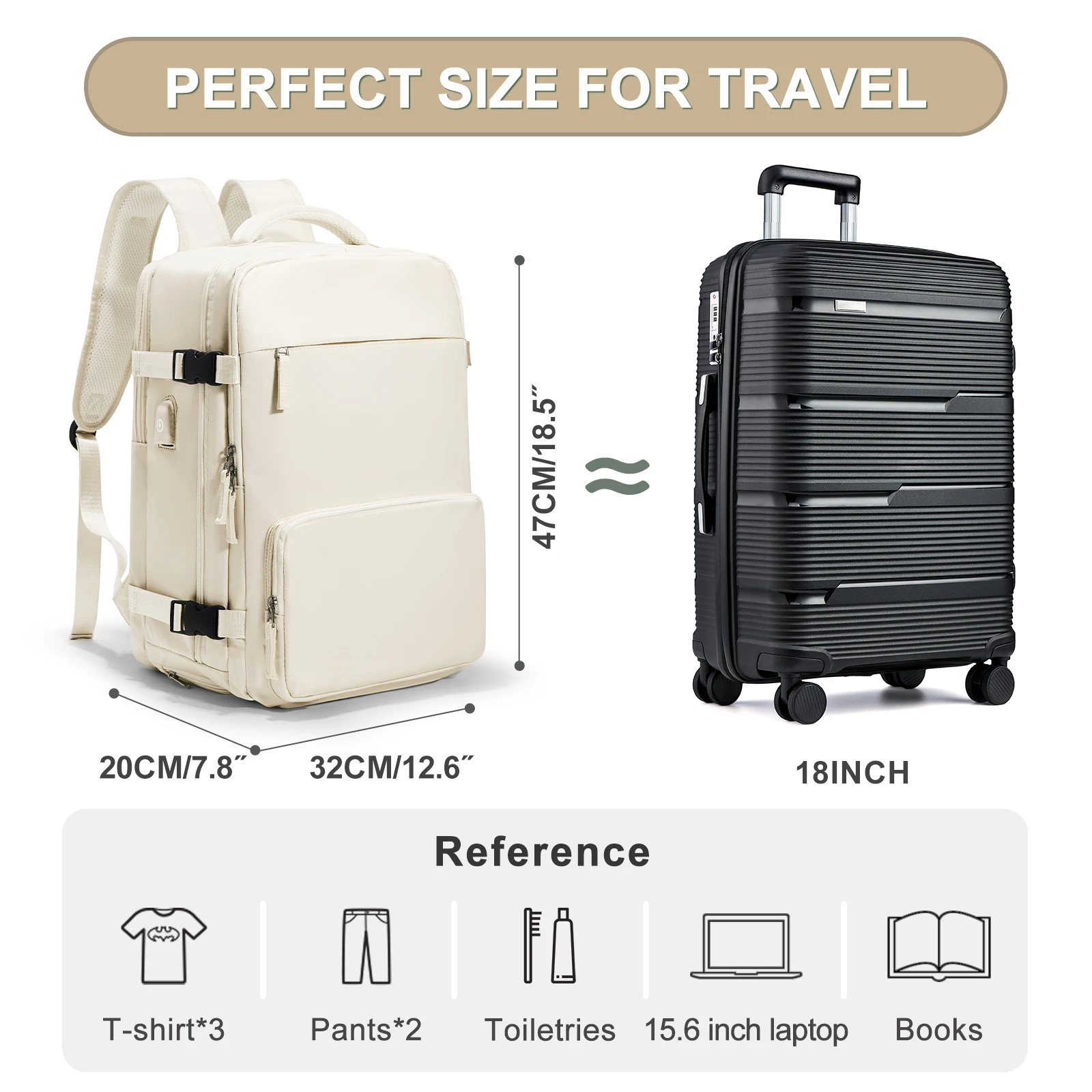 Travel Backpack,Carry On Personal Item Backpack Airline Approved,Large 16 Inch Laptop Backpack,Waterproof Casual College Daypack