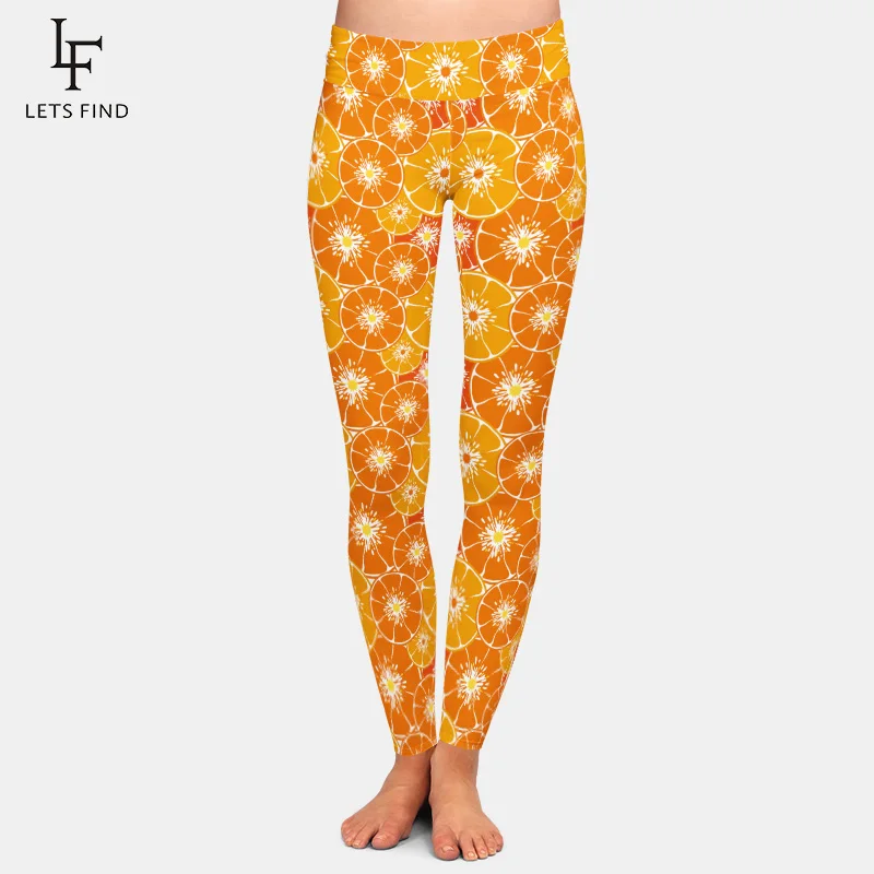 

Fruit Pattern Women 3D Orange Printing Leggings Fashion High Waist High Quality Milk Silk Sexy Fitness Leggings