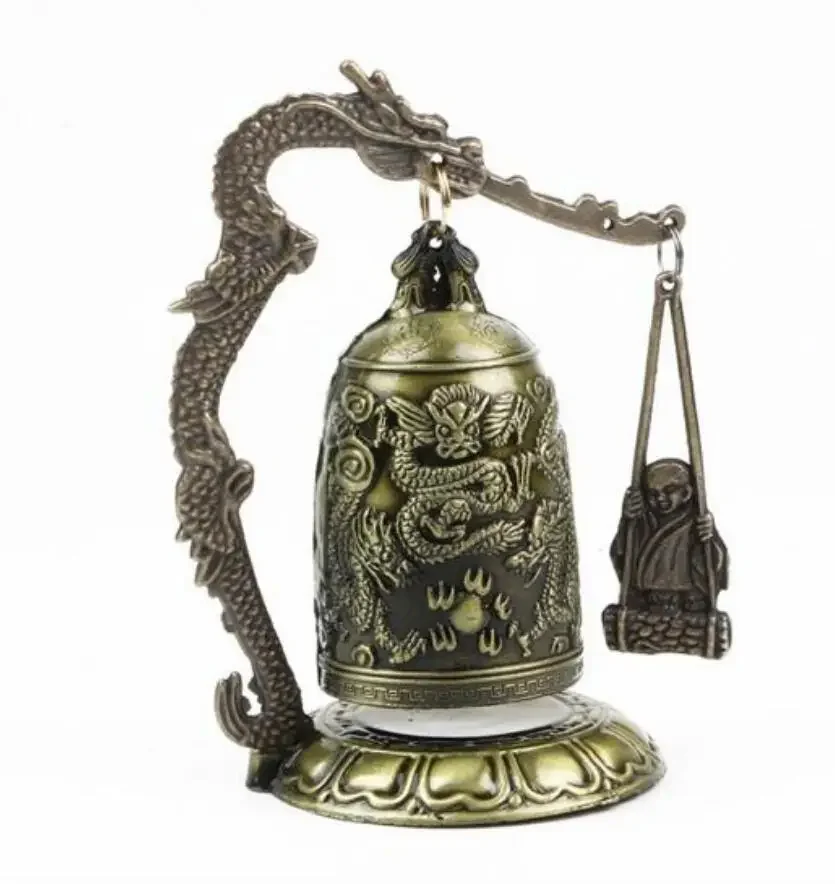 

COPPER STATUE classic statue bronze lock monk dragon impact bell can ring dragon pendulum piece geomantic decorations handicraft