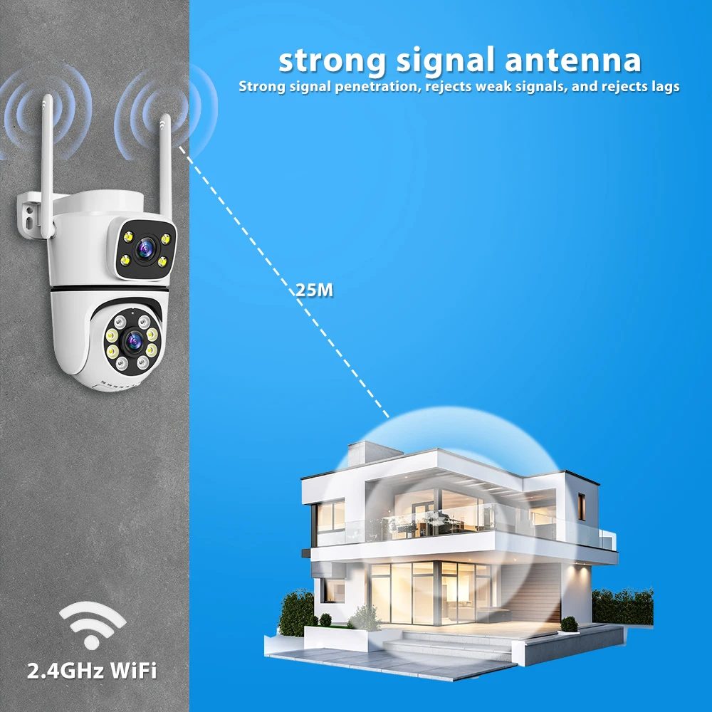 Imagem -04 - Câmera Ptz Wifi ao ar Livre com Telas Duplas Zoom 8x Câmera ip Proteção de Segurança Detecção Humana Lentes Duplas